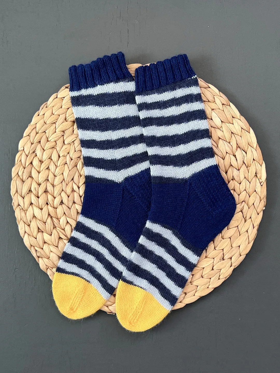 Mens striped knitted socks/ Warm knitted accessory