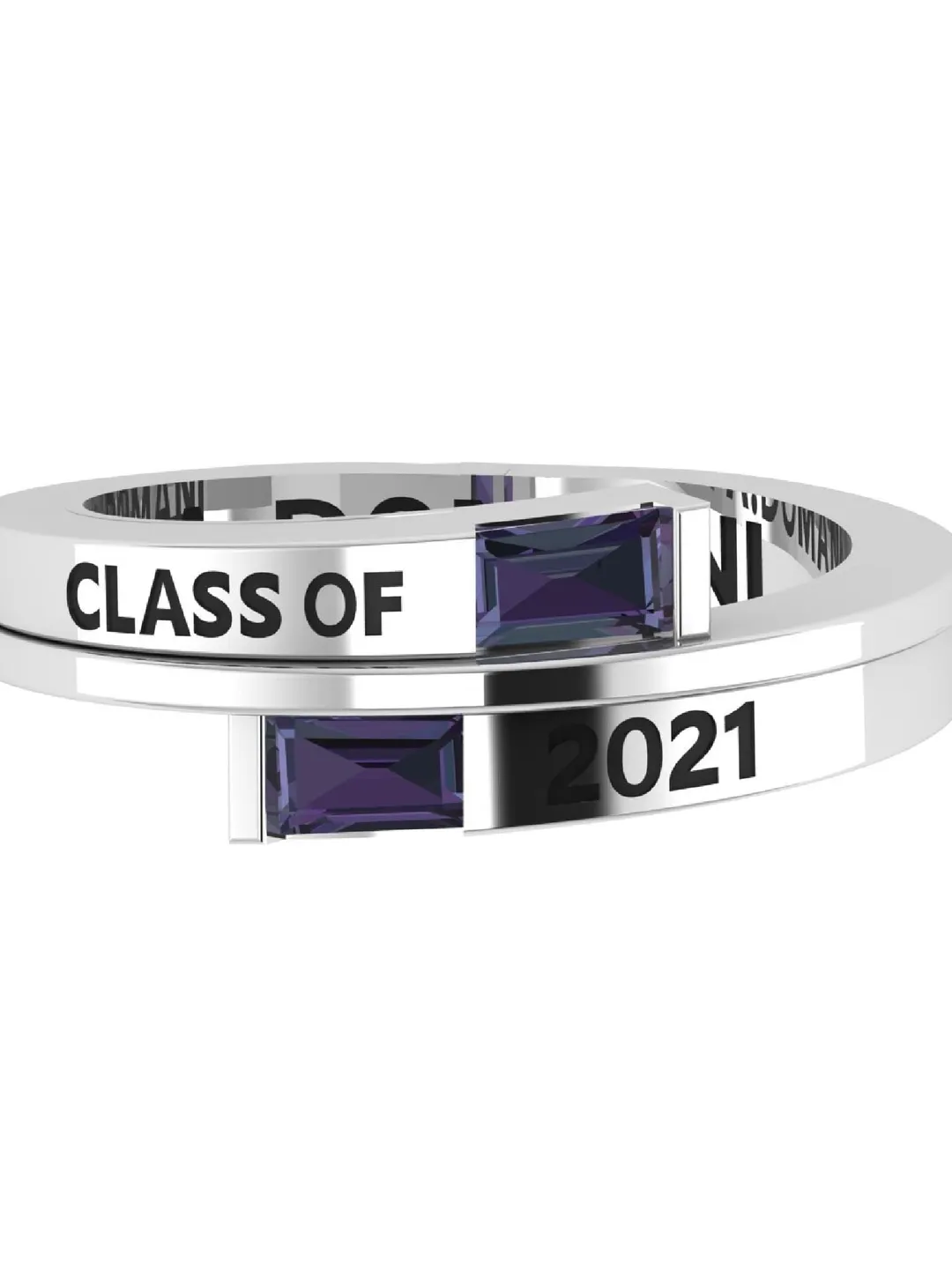 Personalized Two Rectangle Stone Ring, Custom Engraved Name Birthstone ...