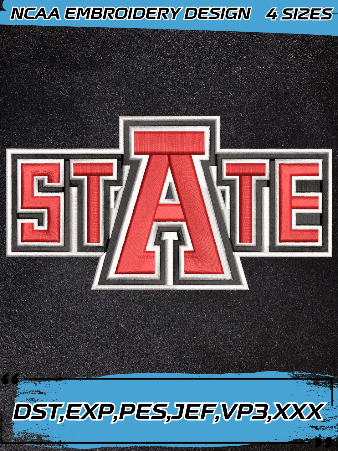Arkansas State Red Wolves Alternate Logo Embroidery Design,NCAA Logo Embroidery Design,Machine Embroidery Design File,4 Sizes, Digital Download