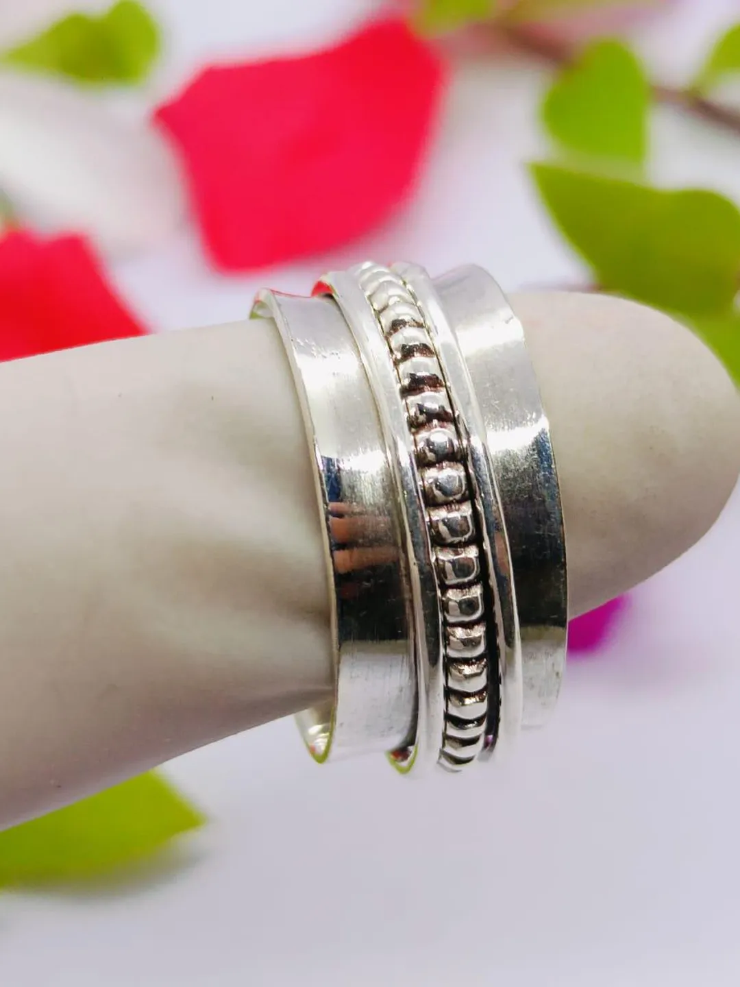 Sterling Silver Spinner Ring: Handmade Boho Meditation Anxiety Ring
