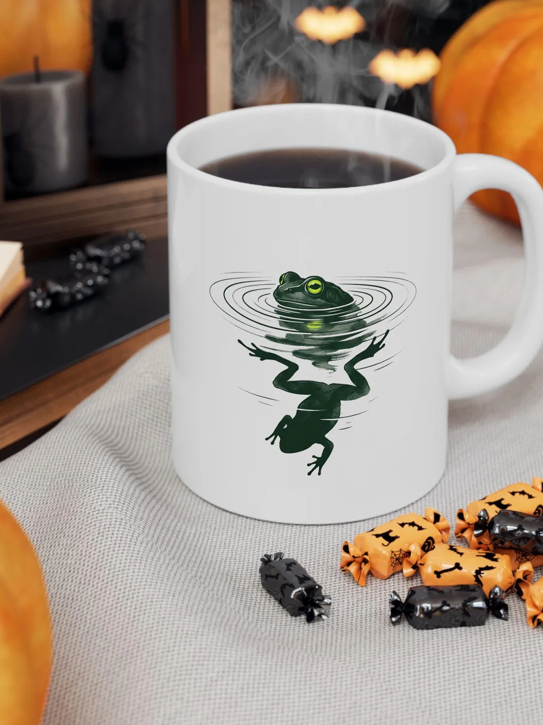 Frog Coffee Mug, Watercolor Frog Art Cup, Dark Cottagecore Gift, Aesthetic Toad Pottery, Nature Lover Tea Mug, Forest Core Ceramic Gift