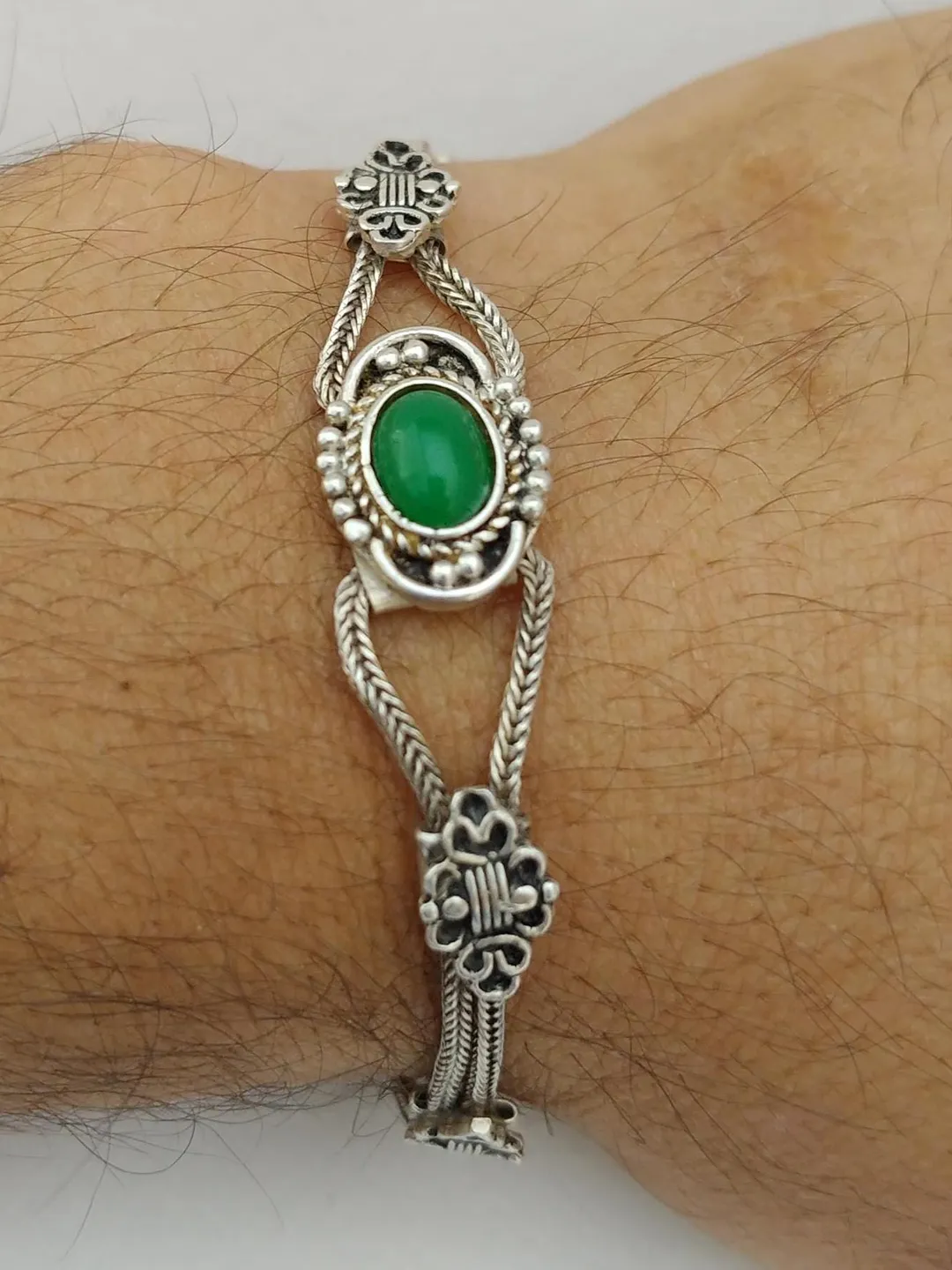 Vintage Sterling Silver 925 Mother of Pearl Bracelet: Abalone