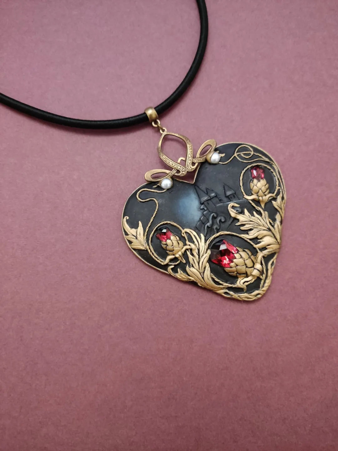 Necklace with Thistle, Rococo necklace, renaissance jewejry, Thistle Scotland