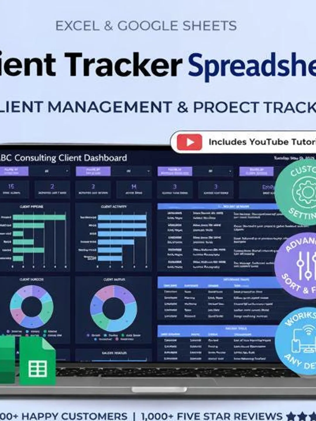 Client Tracker Spreadsheet | Client Management & Project Tracker for ...