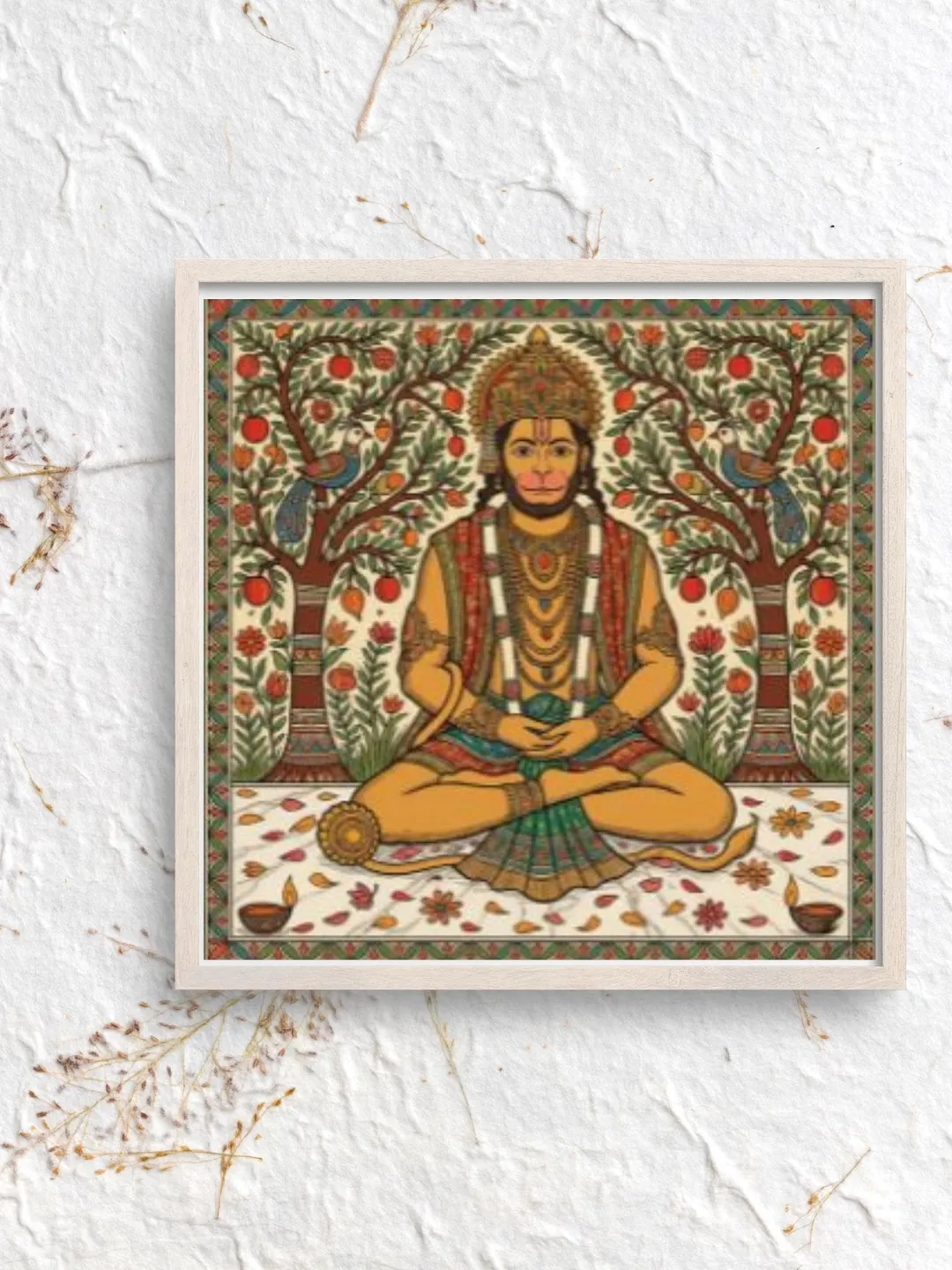 Lord Hanuman Wall Art, Hindu God, Meditation Print, Bajrang Bali