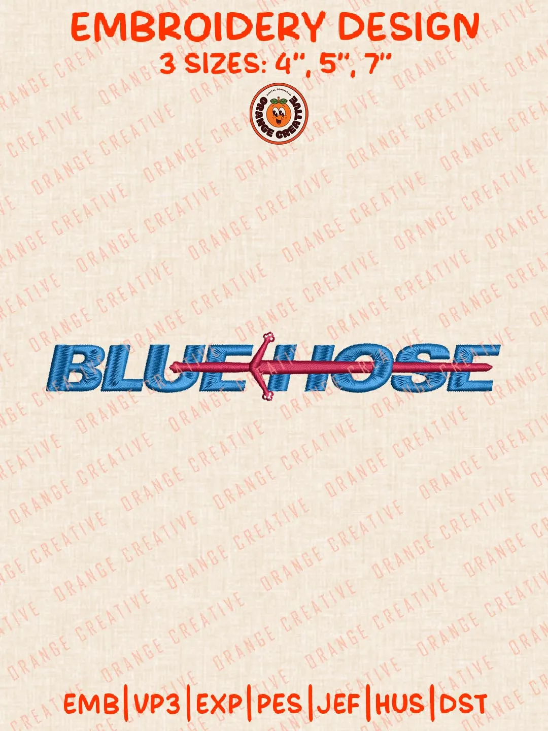 Blue Hose Team Embroidery Design, NCAA Presbyterian Blue Hose Team Logo Embroidery Design, Machine Embroidery Design File, 4 Sizes, Digital Download