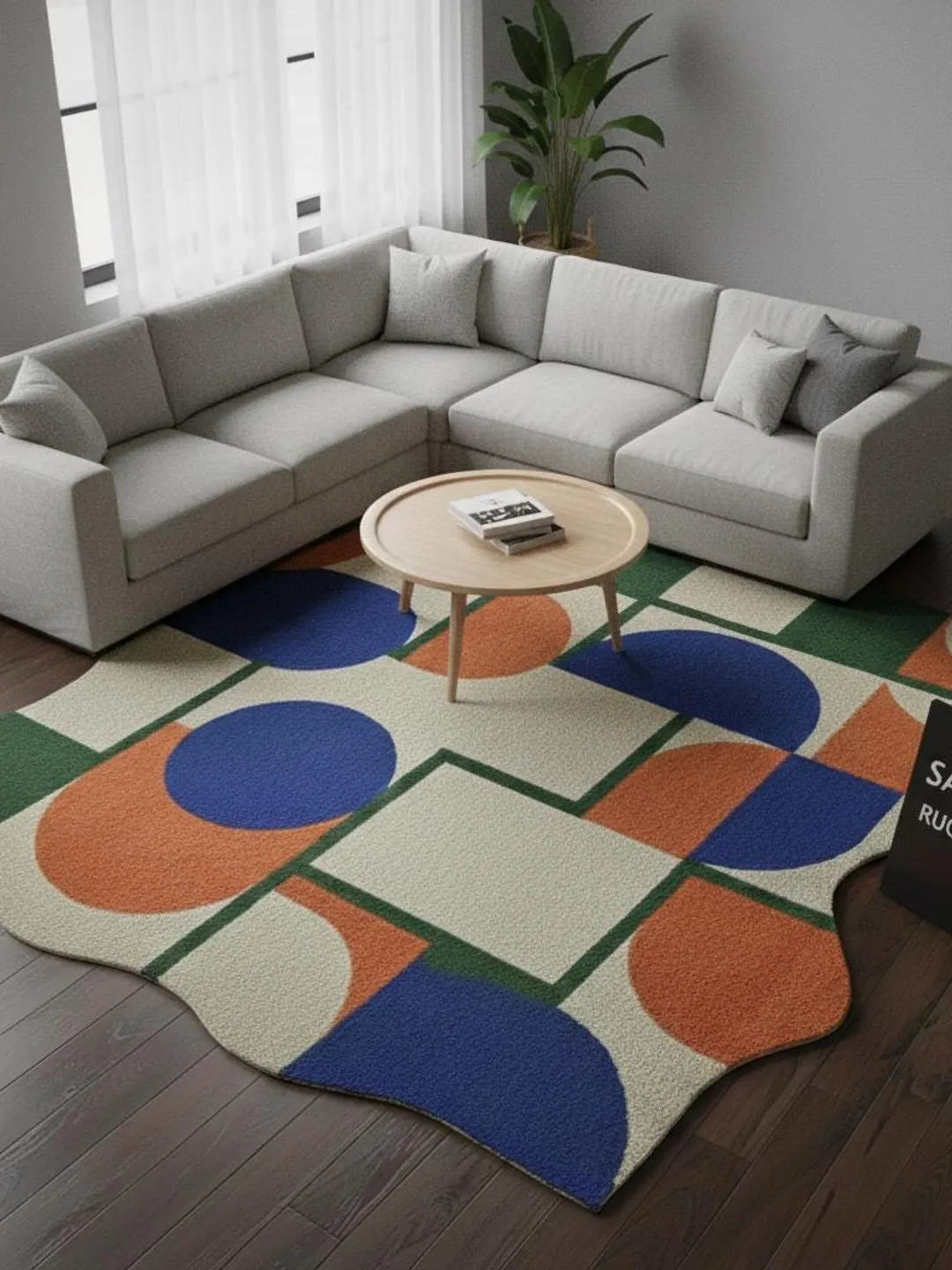 Hand Tufted Wool Rug – Modern Geometric Abstract Area Rug, Custom Size