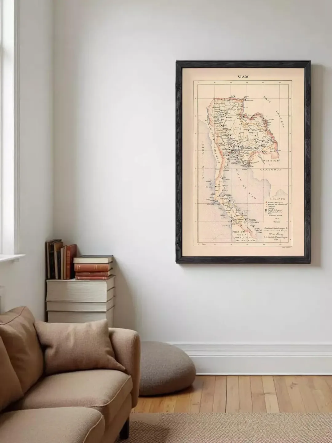 Old Siam Thailand Map Print | 1889 Vintage Wall Art