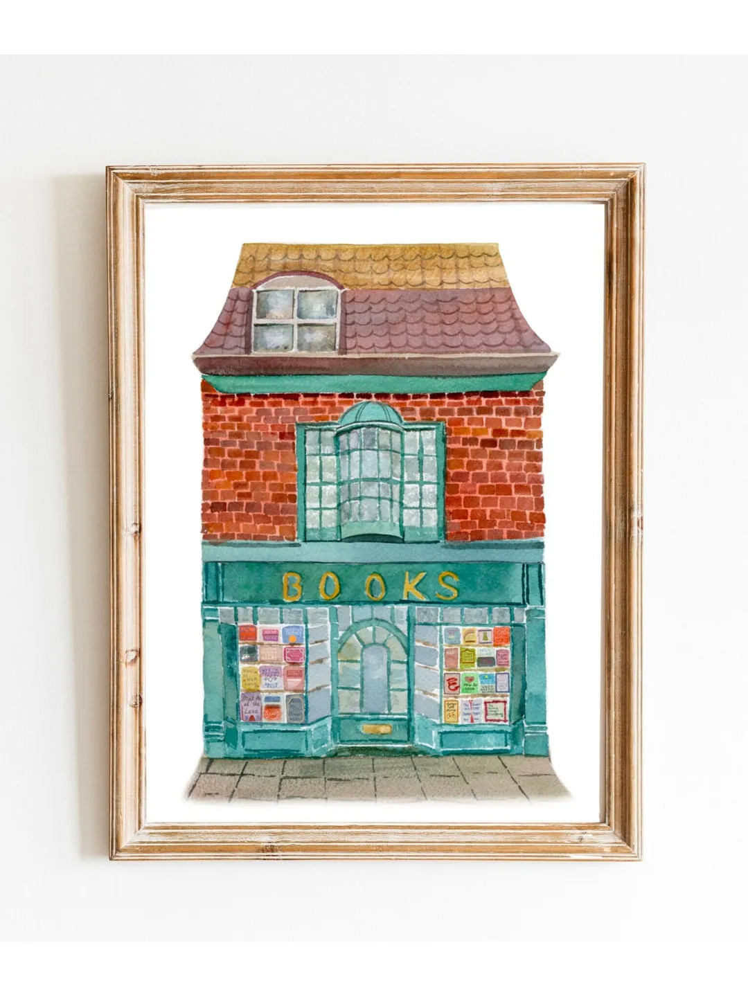 Watercolor Bookshop Print, Bookstore Watercolor Painting, Book Illustration, Gift For Book Lovers, Rustic Bookstore, Literary Gift, Book Art