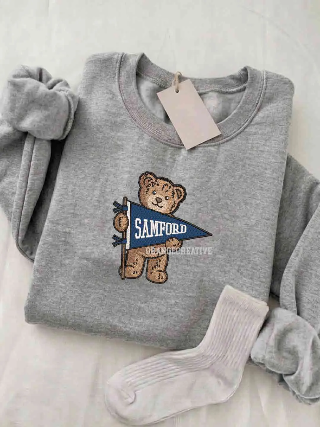 Samford Bulldogs Embroidered Sweatshirt, College Embroidered Crewneck, NCAA Samford Team Embroidered Shirt, Teddy Bear Sweatshirt, Gift for Collegue