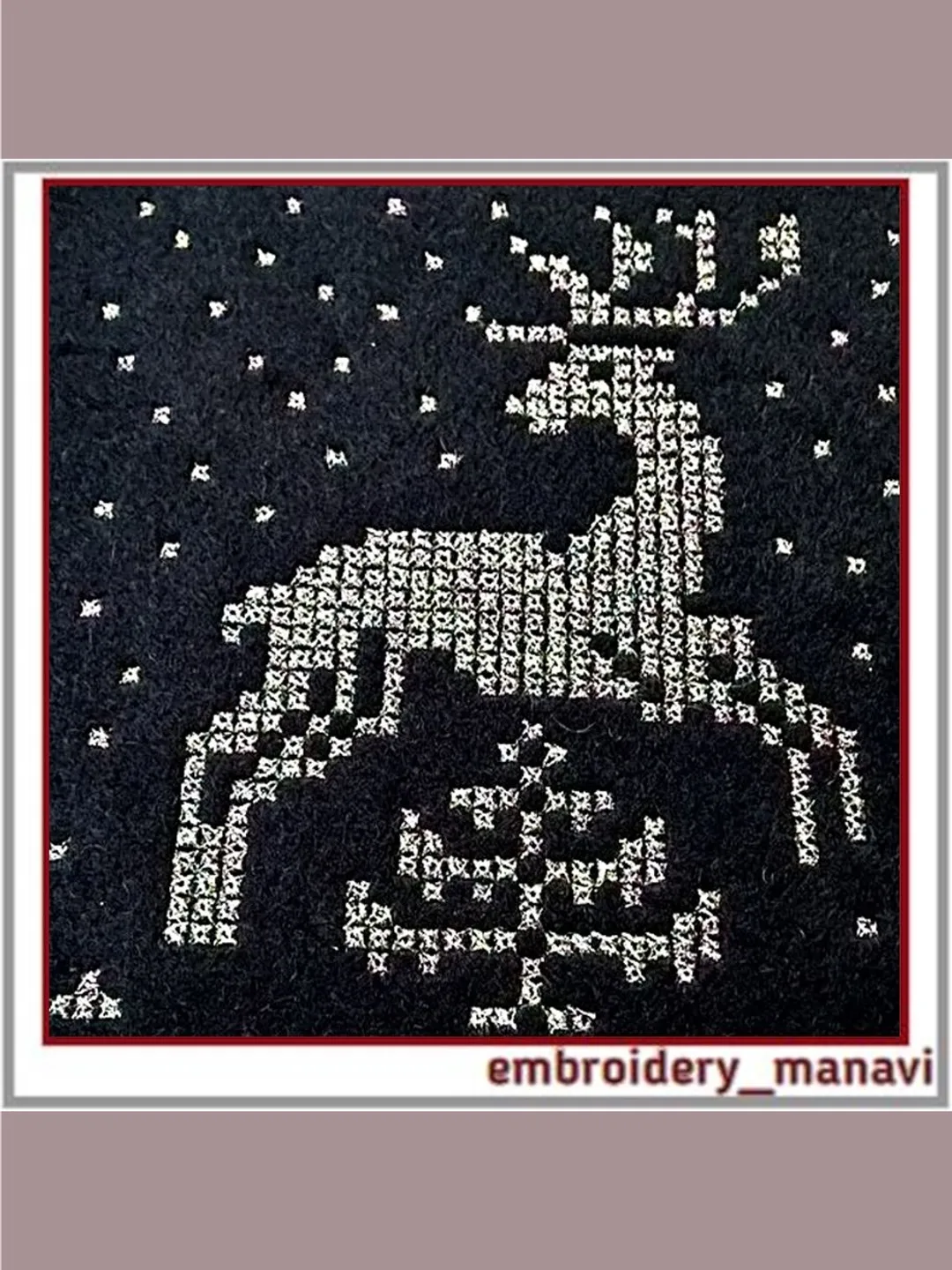 Deer French cross stitch Machine embroidery design