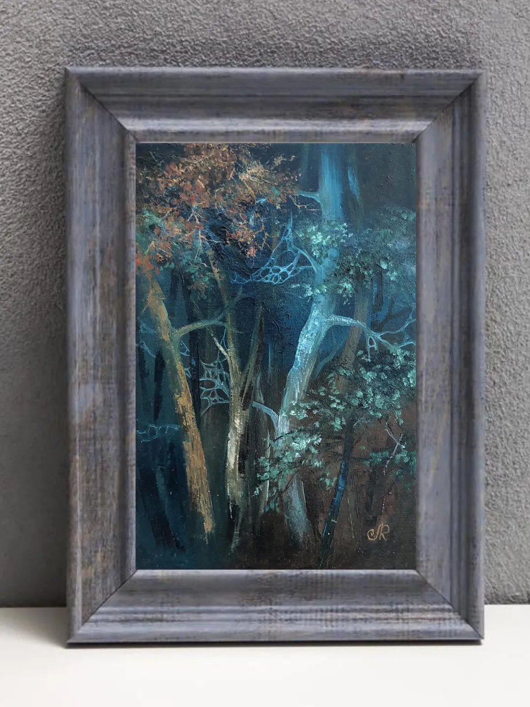 Forest Oil Painting Trees Original Wall Art Foggy Forest Painting