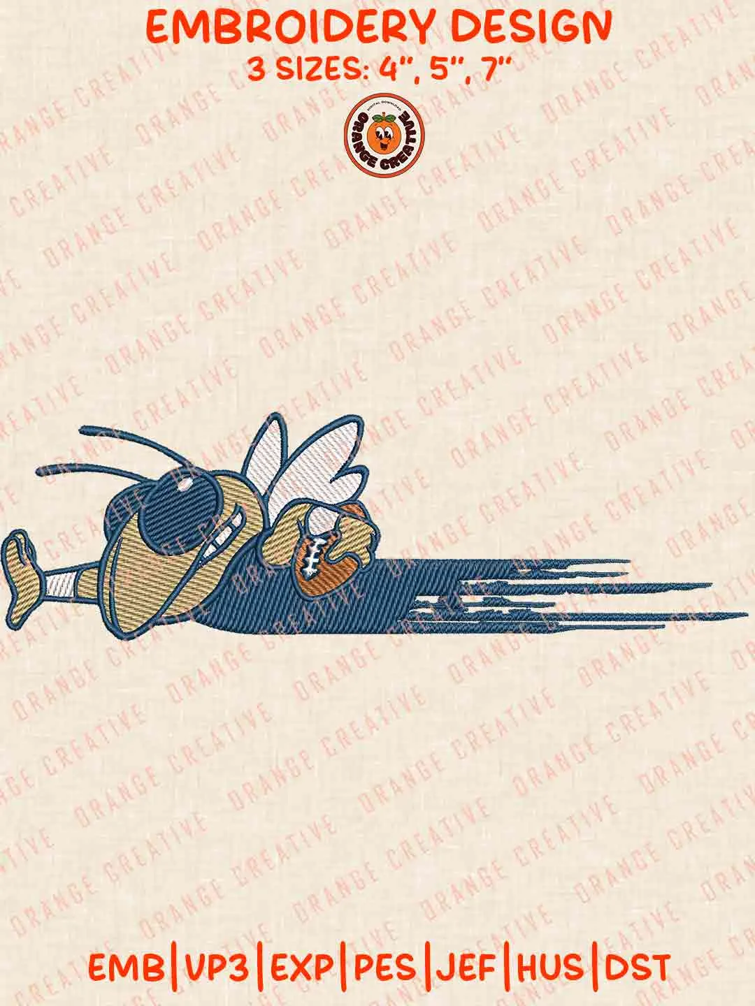 Georgia Tech Yellow Jackets Mascot Logo Embroidery Files, NCAA Team Embroidery Design, Machine Embroidery Design File, 4 Sizes, Custom Size, Digital Download