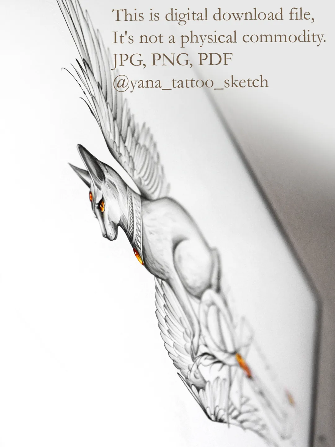 Bastet Tattoo Design Egyptian Cat Tattoo Idea Symbol Egyptian Ankh Tattoo Drawing, Instant download PDF, JPG, PNG