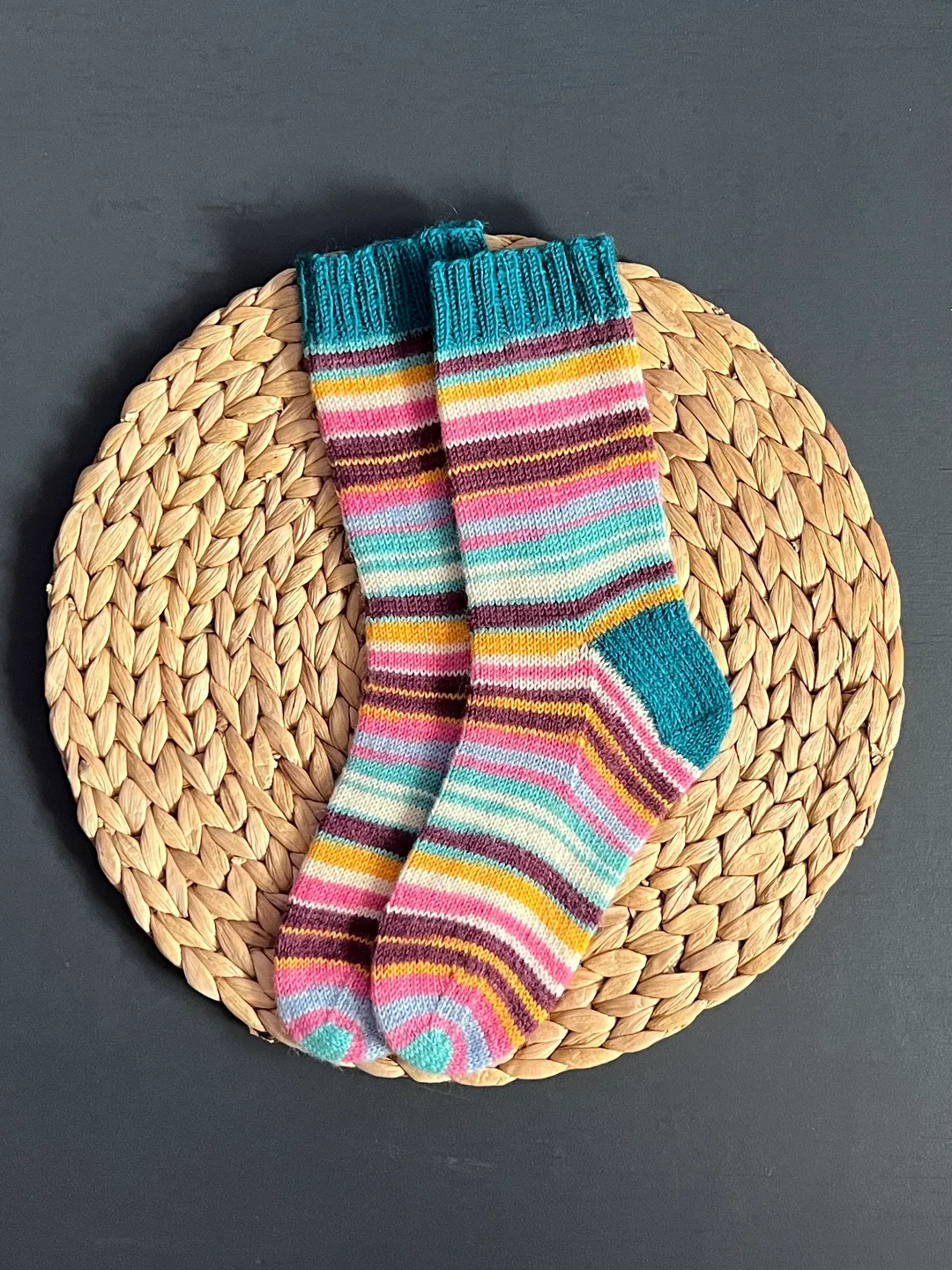 Striped womens warm handmade socks/ Warm knitted accessory