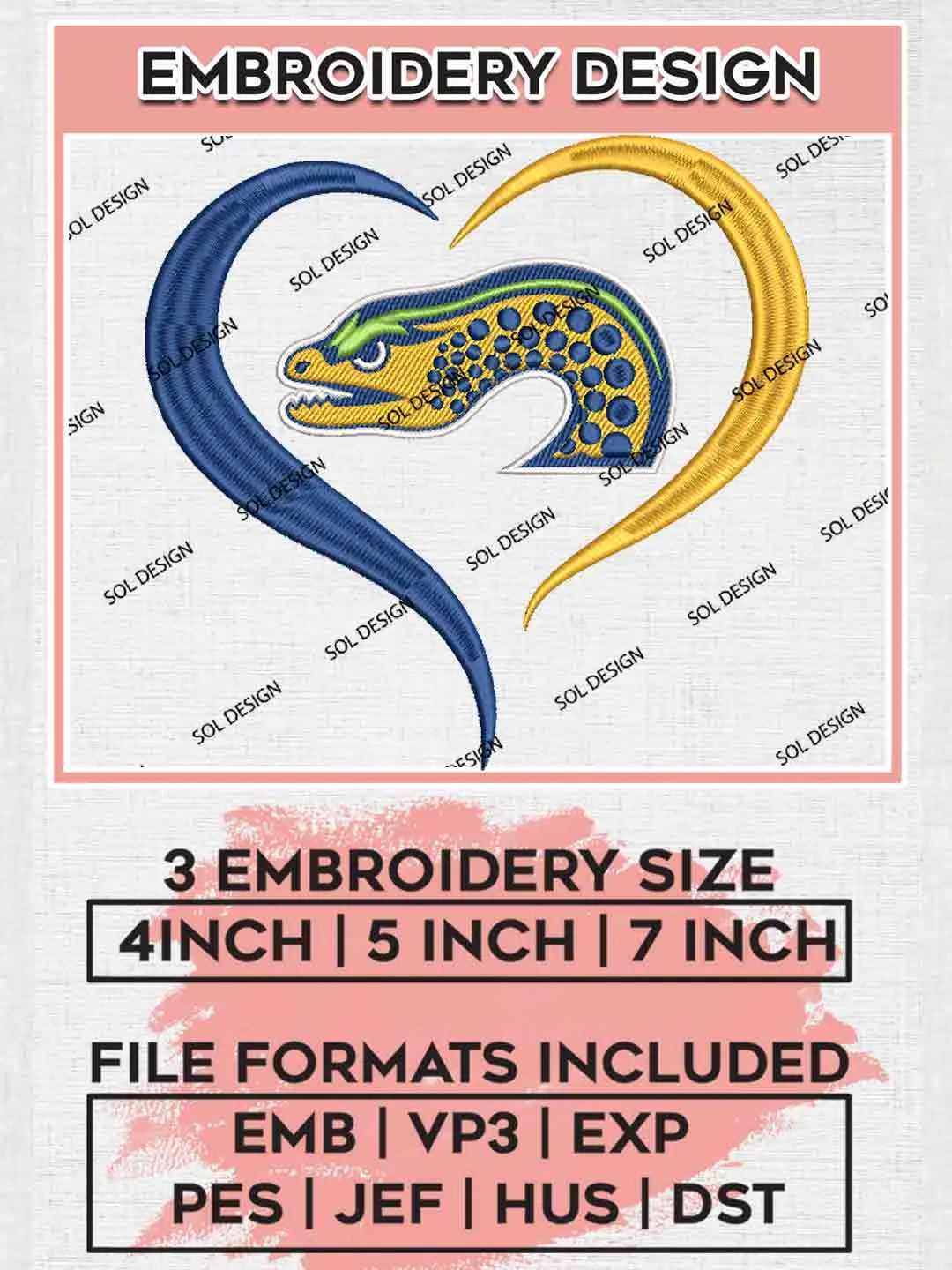 NRL Parramatta Eels Heart Embroidery Design, National Rugby League Embroidery Design, Parramatta Eels Logo Embroidery Design, NRL Machine Embroidery Digitized Pes File, 3 Sizes, Instant Download