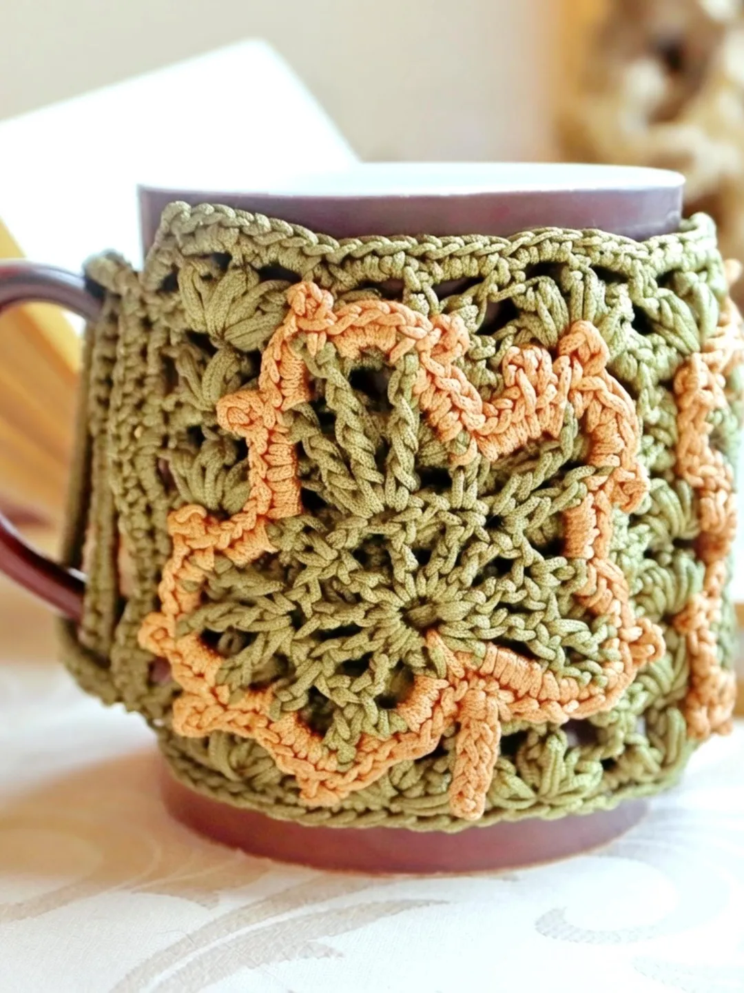 Autumn Grace Crochet Mug Cozy Pattern Maple Leaf Gift Mug Wrap (PDF Pattern)