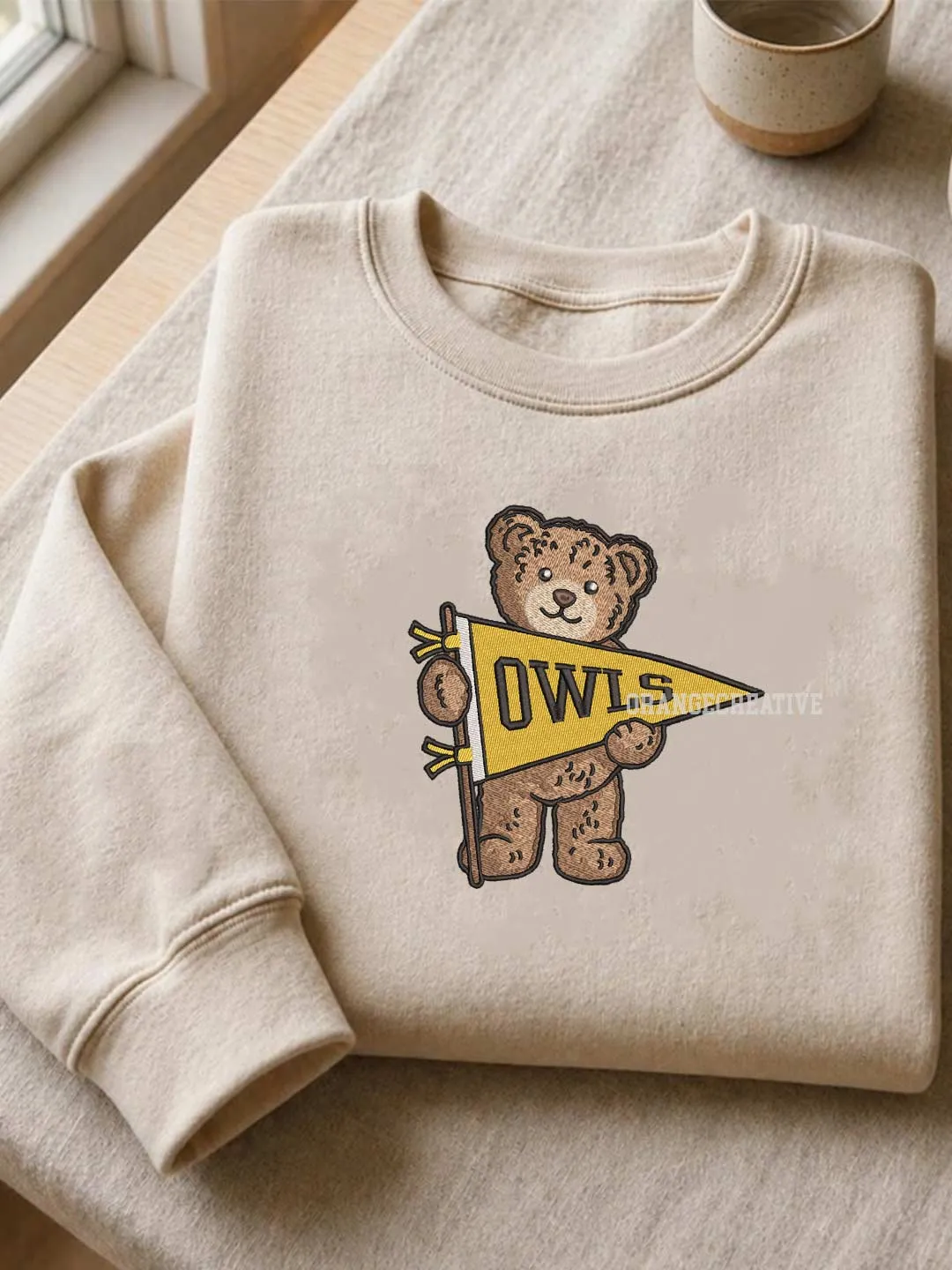 Kennesaw State Embroidered Sweatshirt, College Embroidered Crewneck, Owl Embroidered Shirt, Teddy Bear Sweatshirt, Gift for Collegue