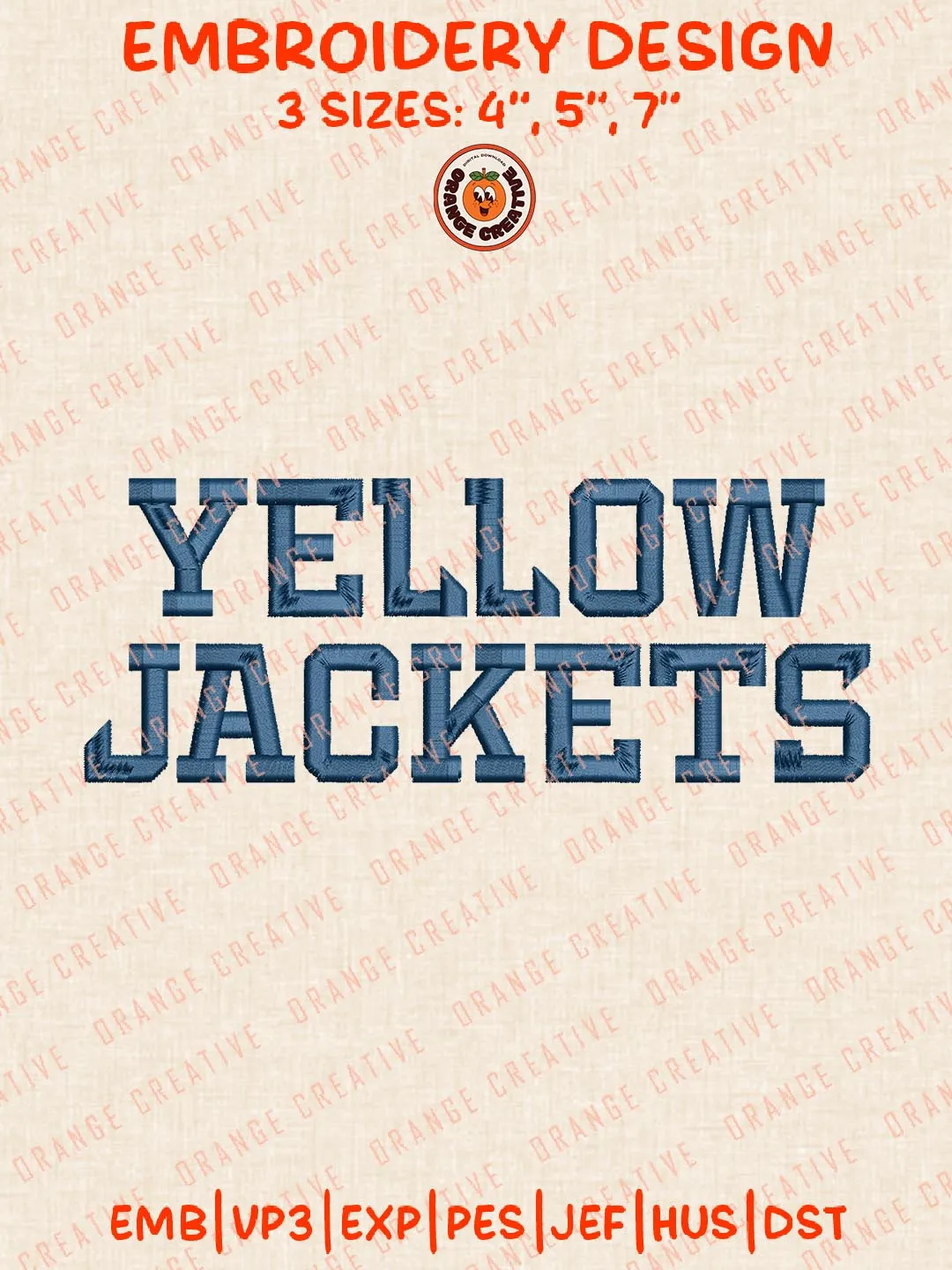 NCAA Yellow Jackets Embroidery Design, NCAA Georgia Tech Yellow Jackets Team Logo Embroidery Design, Machine Embroidery Design File, 4 Sizes, Custom Size, Digital Download