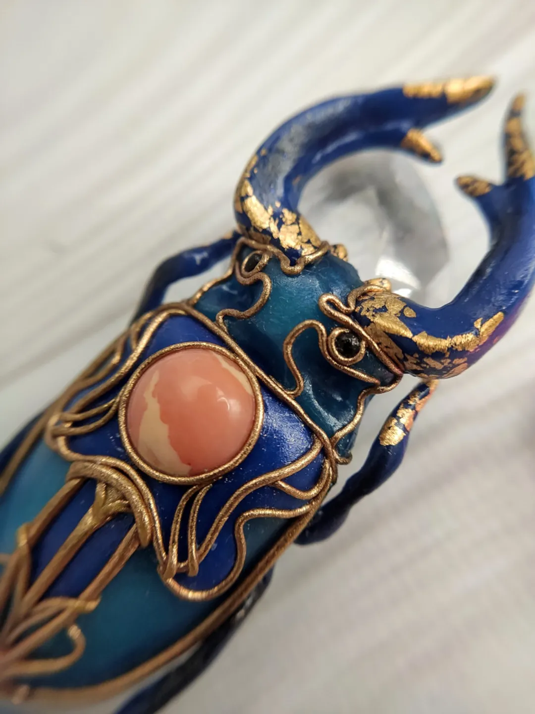 Blue Beetle Brooch, Insect Brooch, Large Beetle, Stag Beetle, Art Nouveau Beetl