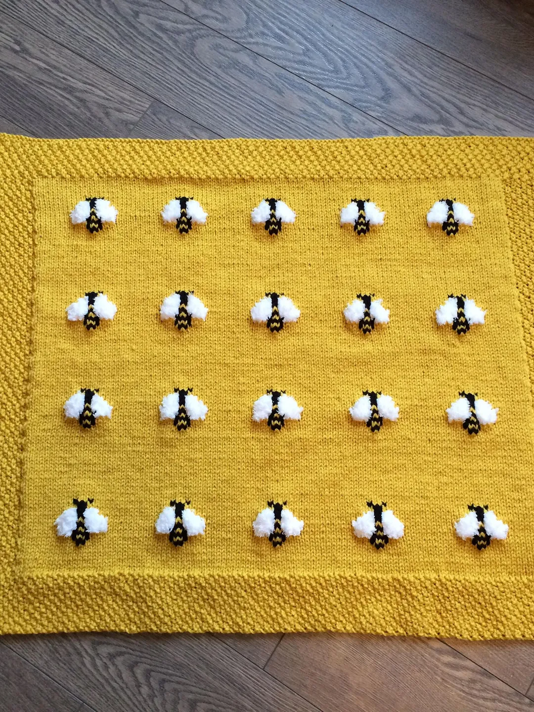 Knit PATTERN - Fuzzy Bee Baby Blanket - 2 sizes included, row-by-row instructions OR use chart