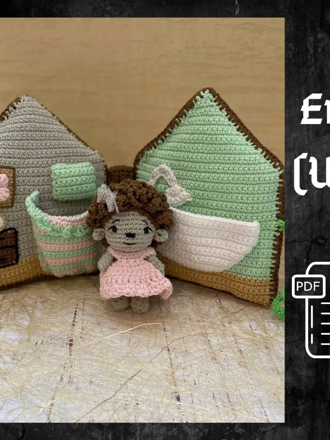 PDF Crochet pattern Hedgehog and her DollHouse, Amigurumi pattern, Crochet Cute Funny Animal, Forest animal, Crochet House, Crochet Book