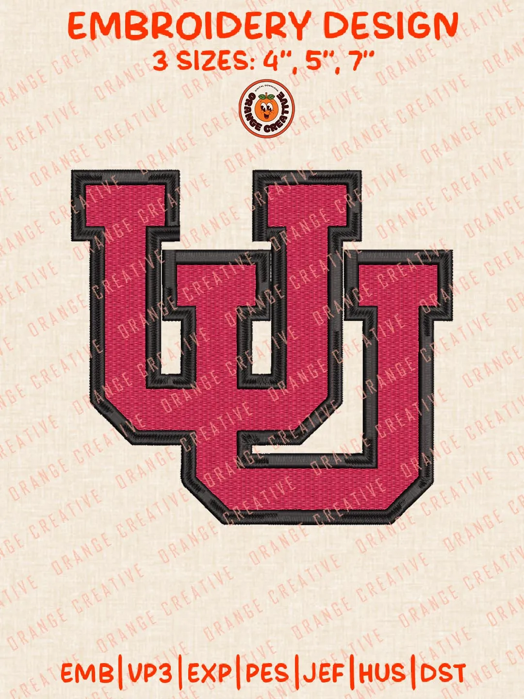 Utah Utes NCAA Embroidery Design, NCAA Utah Utes Team Logo Embroidery Design, Machine Embroidery Design File, 4 Sizes, Custom Size, Digital Download