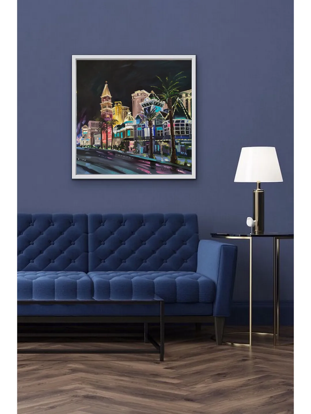 Las Vegas painting Original art Night City Vegas artwork 16 by 16 inches Nevada wall art on canvas painting oil