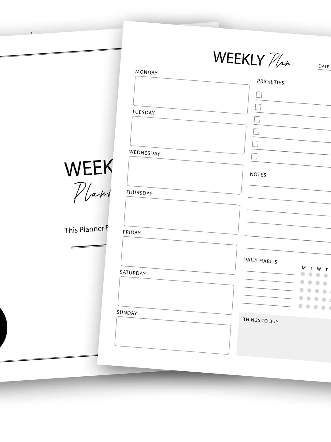 Weekly Planner Printable, Letter Size, Goals, Routine Organizer ...