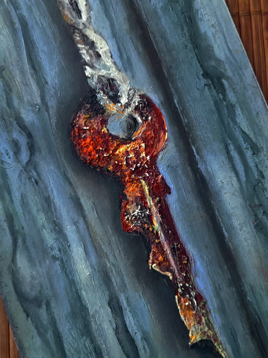 oil painting Rusty key 21x13,5 cm (8.28 х 5,3 inches)