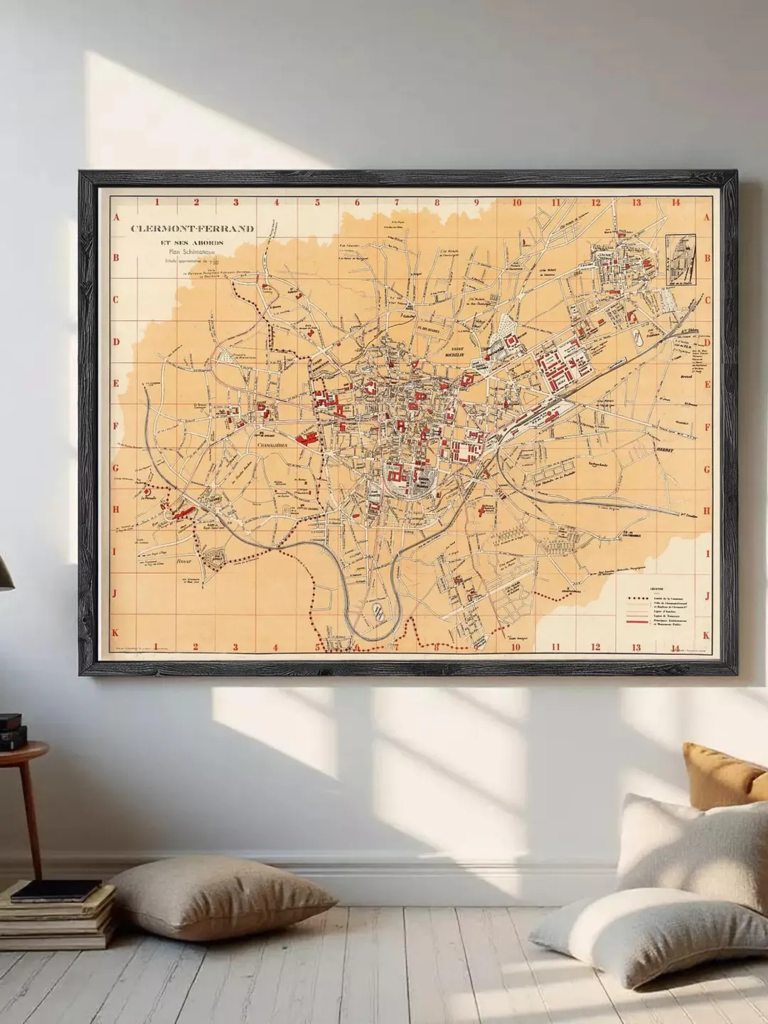 Vintage Clermont Ferrand France Map Print (1933)