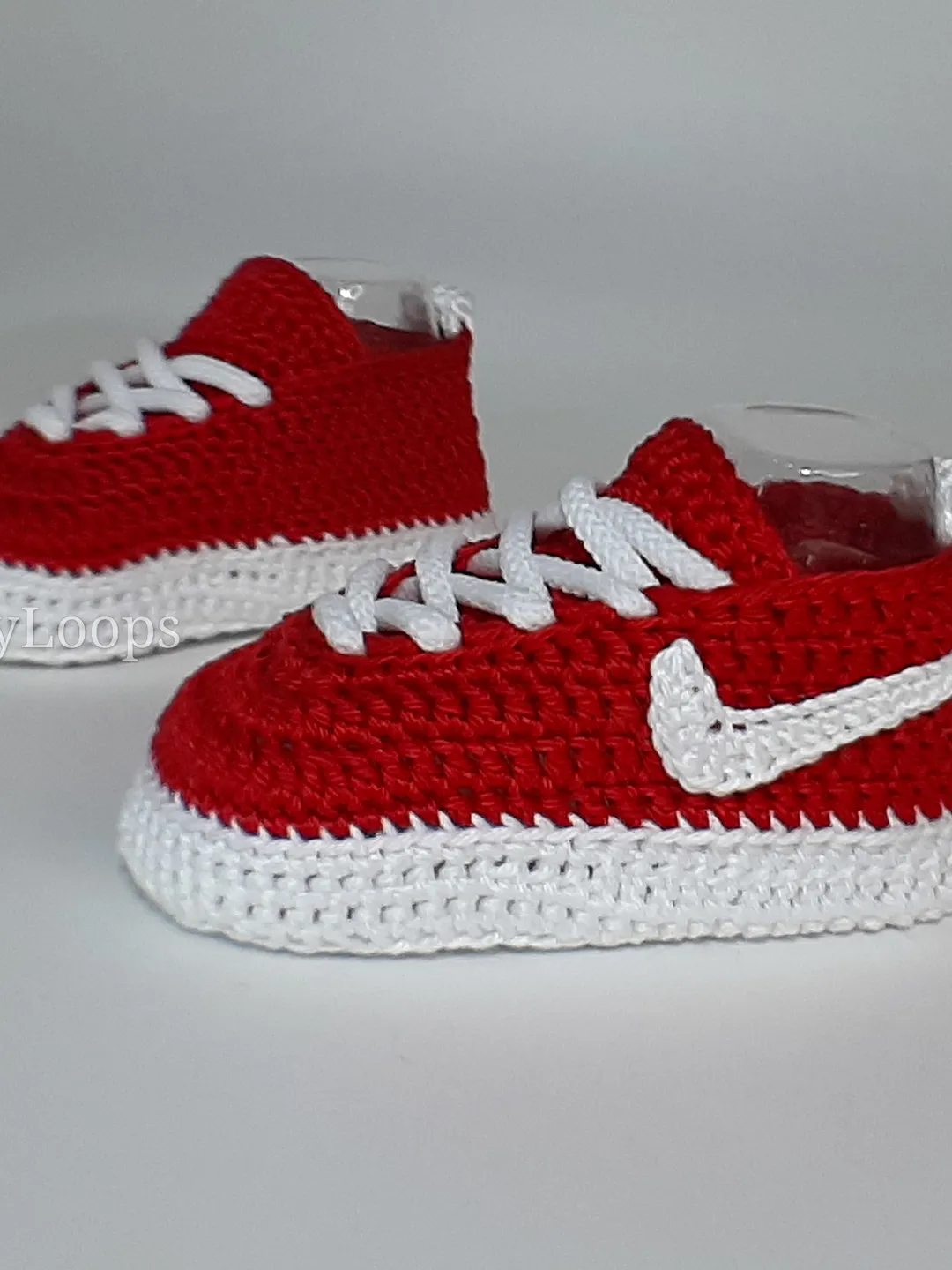 Red Baby girl booties sneakers, crochet newborn shoes first christmas ornament, baby girl clothes, postpartum gift