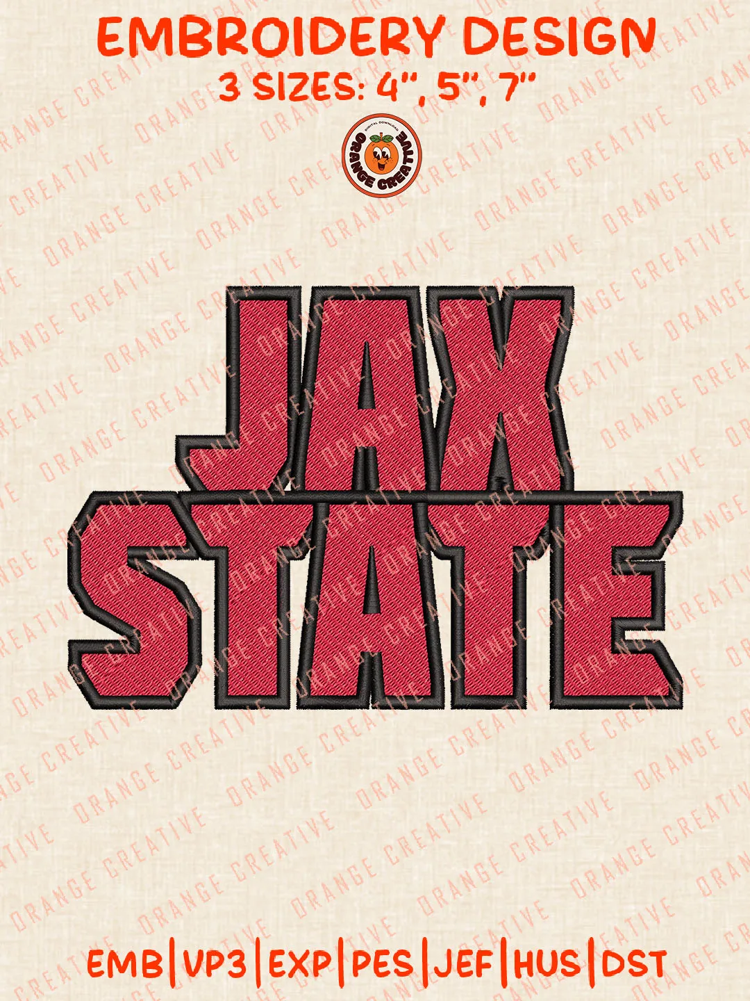 Jax State Logo Embroidery Files, NCAA Jacksonville State Gamecocks Team Embroidery Designs, Football Team Machine Embroidery Files, NCAA Jacksonville State Machine Embroidery, Digital Download