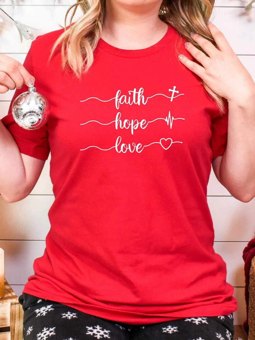 Faith Hope Love T-shirt, Christian Tee, Church Shirt, Christmas Gift for her, Religious Shirt Present