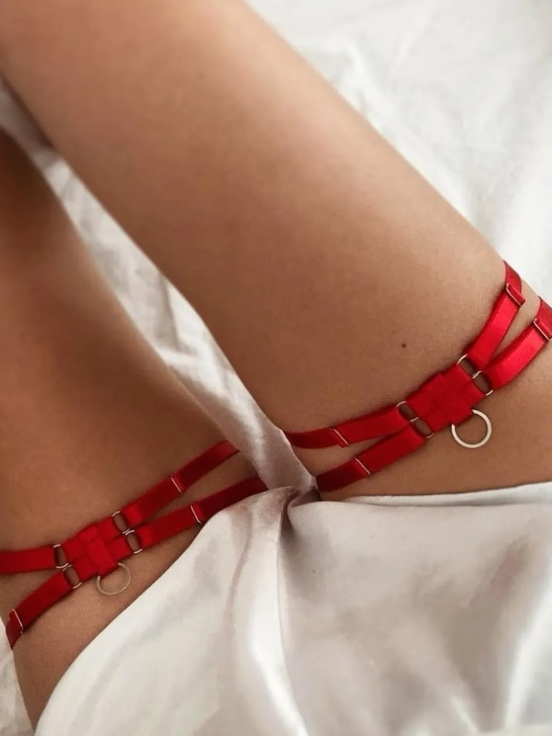 garter belt with leg straps Elastic leg garter - Straps thigh harness - Body Jewelry