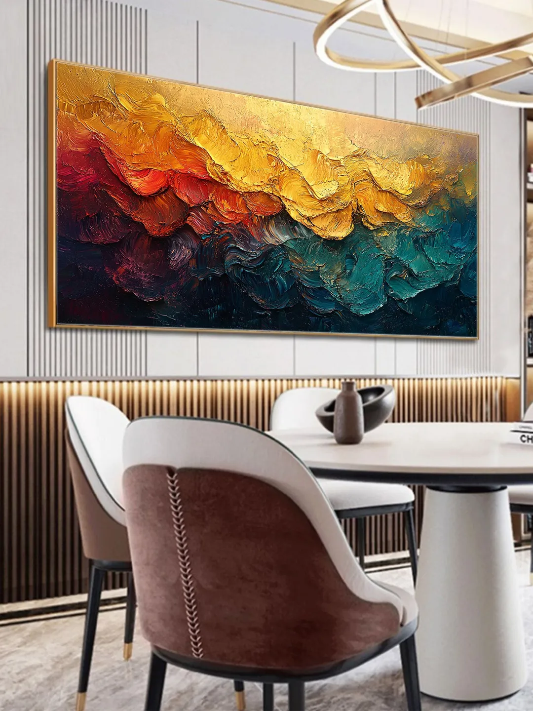 Original Textured Colorful Oil Painting On Canvas, Large Wall Art ...