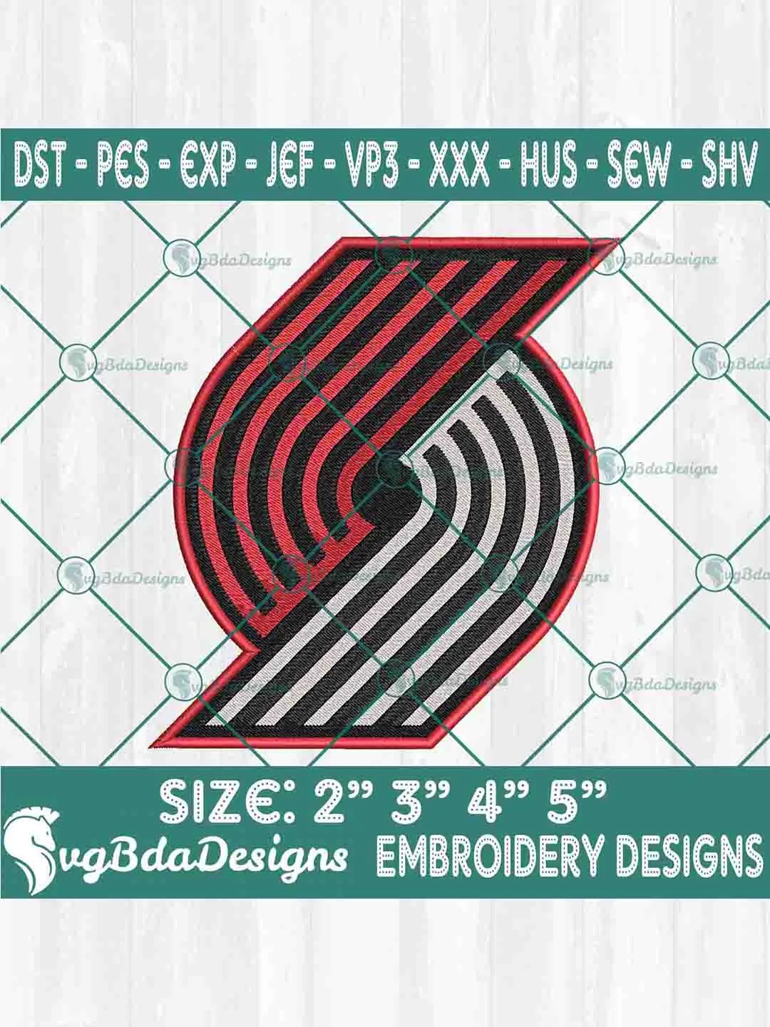 Portland Trailblazers Machine Embroidery Design, NBA Embroidery Machine Designs