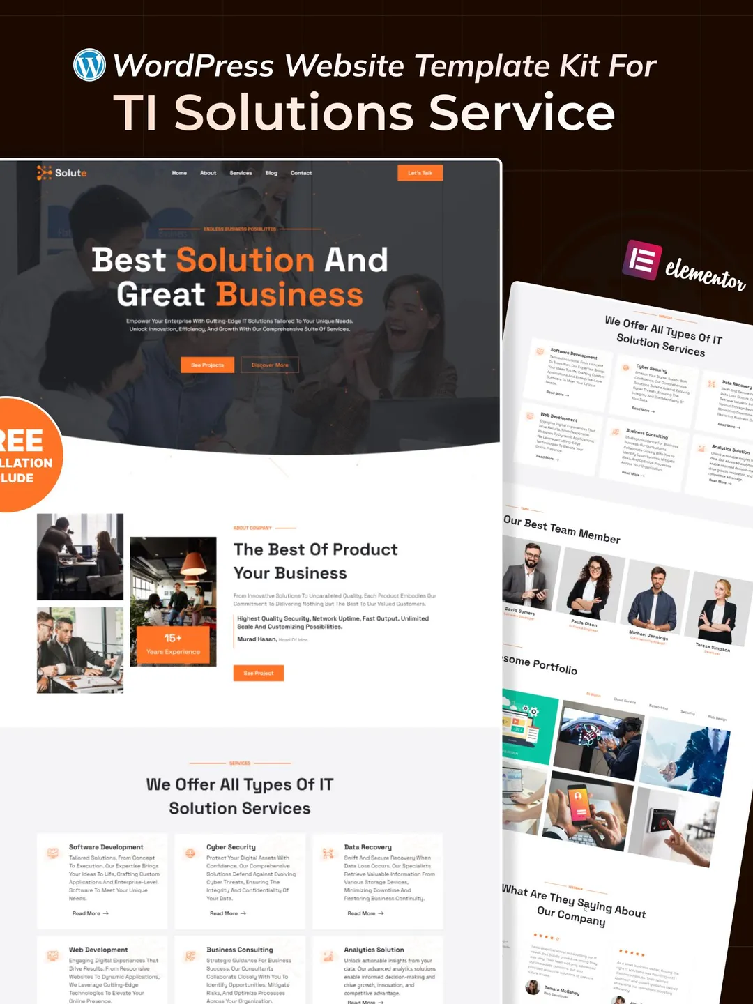 IT Solutions WordPress Elementor Landing Page | Technology & IT Services Website Template