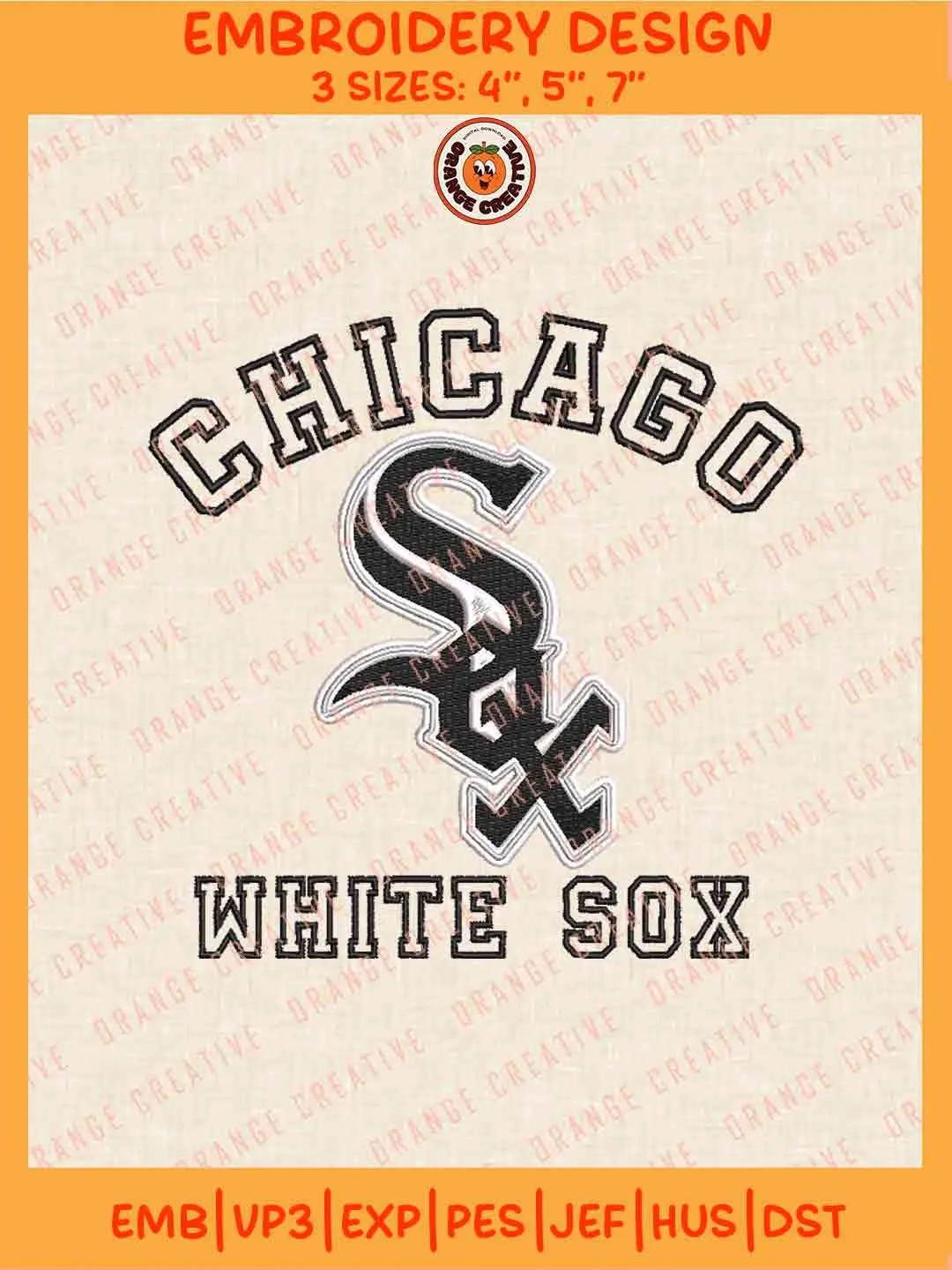 MLB Chicago White Sox Team Name Logo Embroidery Files, MLB White Sox Team Embroidery Designs, Baseball Team Team Machine Embroidery Files, MLB Machine Embroidery, Digital Download