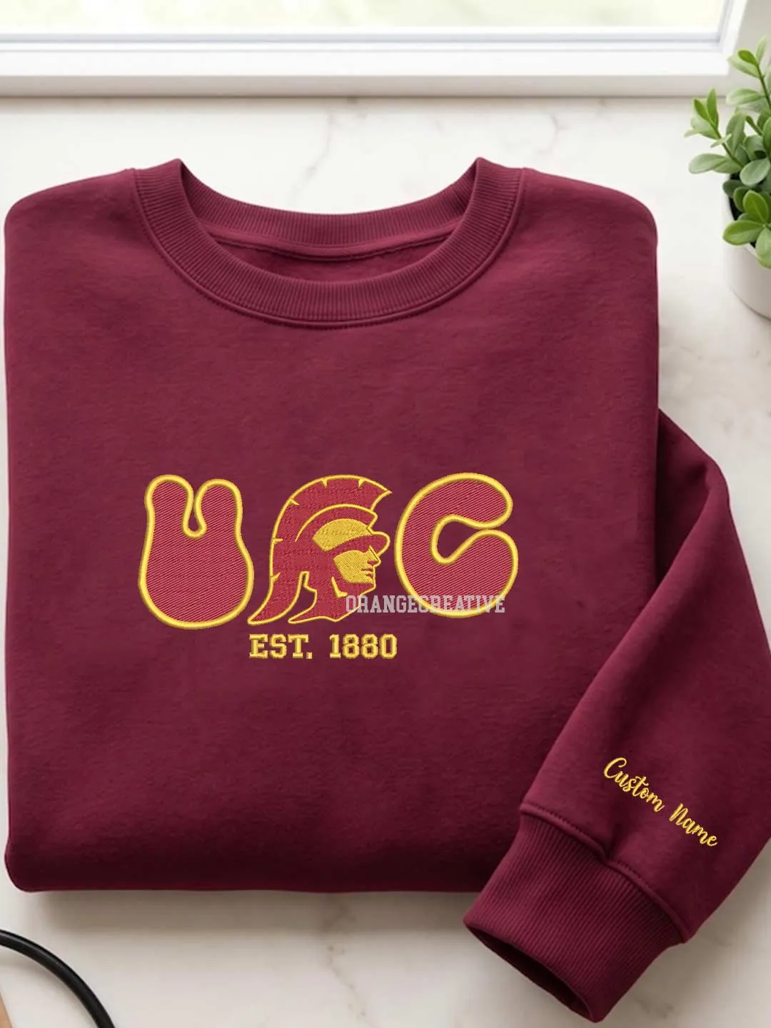 USC Trojan Est Embroidered Sweatshirt, Sport Embroidered Crewneck, Football Embroidered Shirt, College Sweatshirt, Crewneck Gift