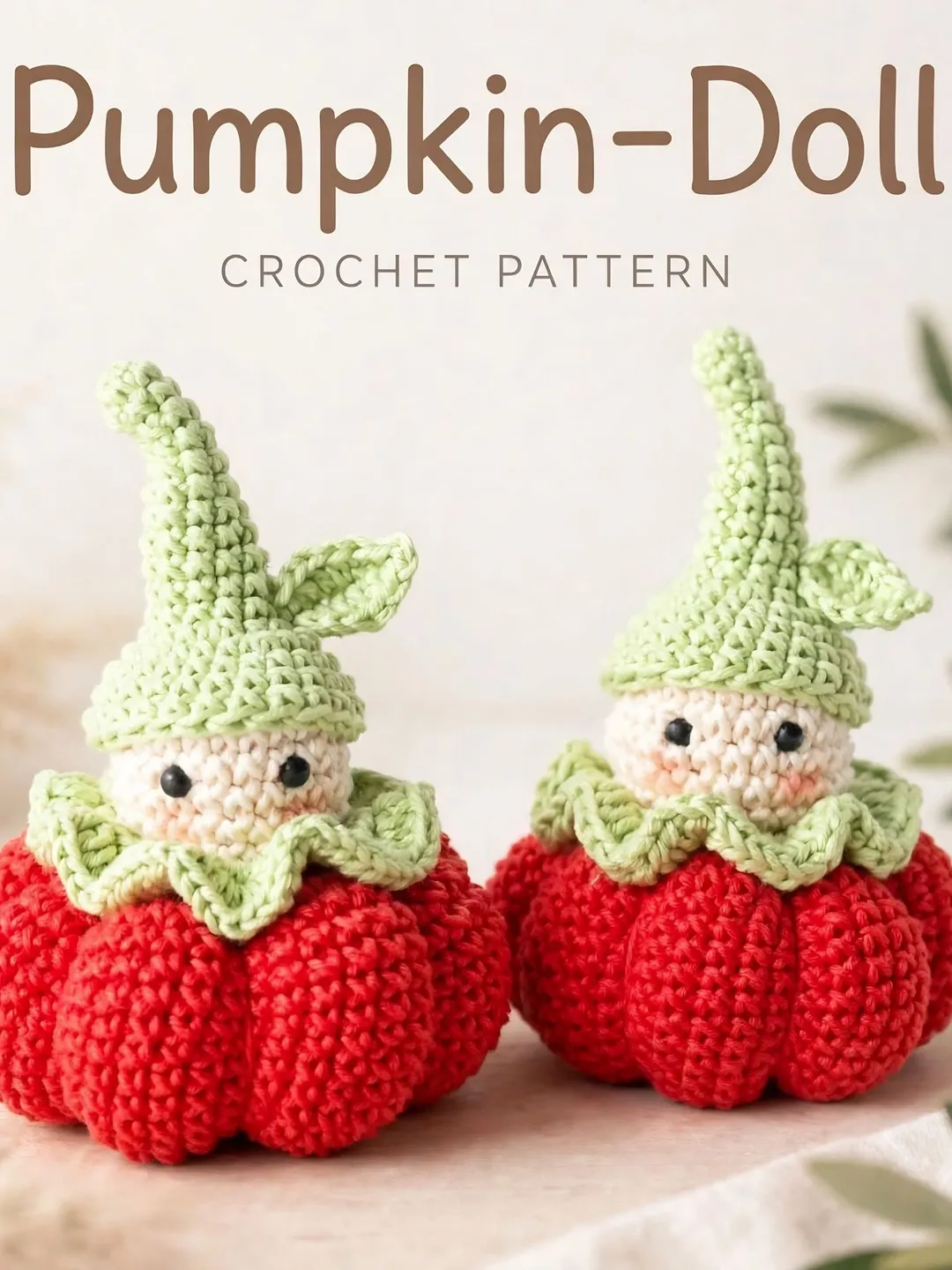 Pumpkin Doll Crochet Pattern PDF | Pumpkin Gnome Amigurumi | Fall Halloween Pumpkin Doll | Cute Pumpkin Elf Crochet Pattern