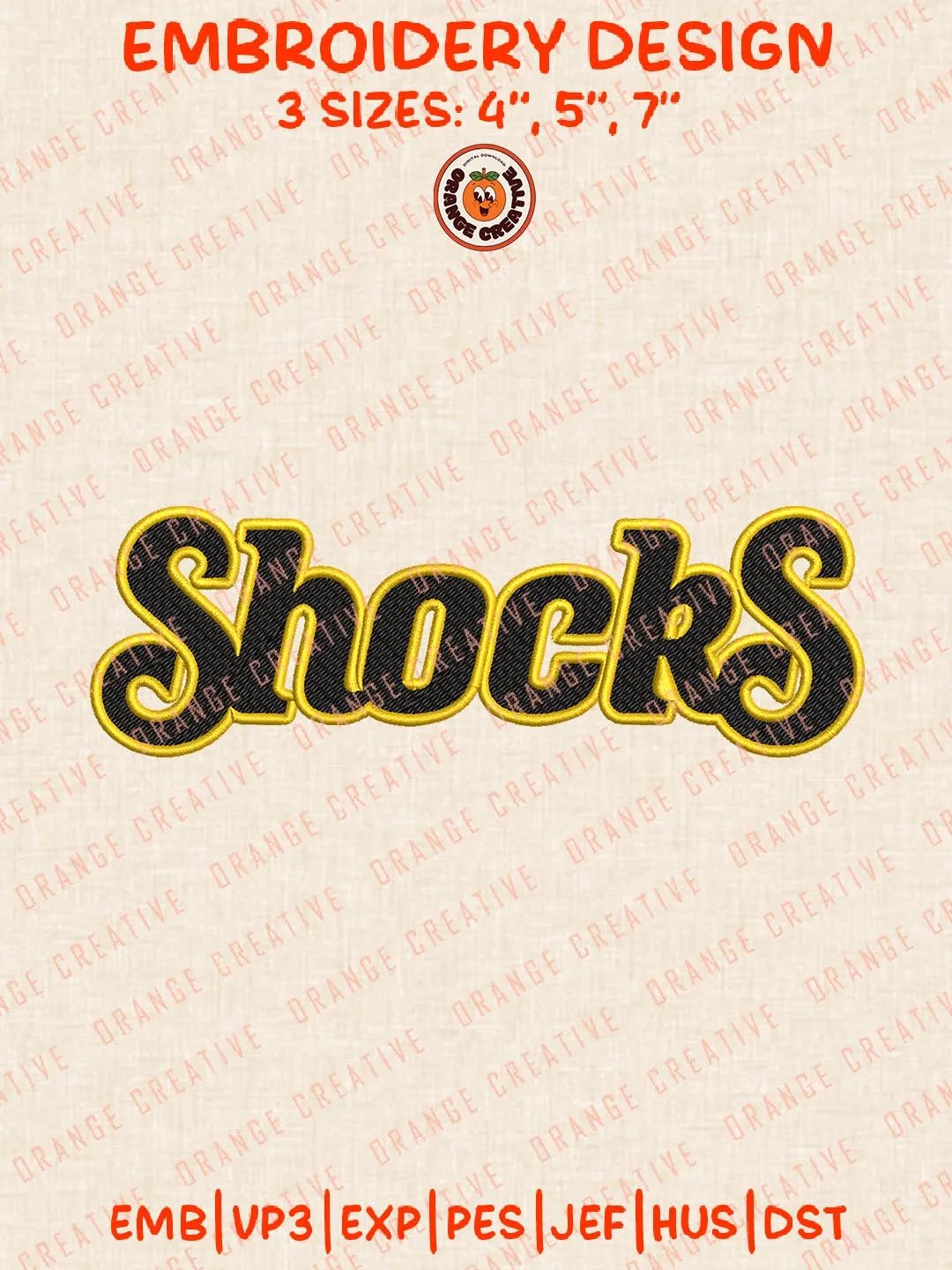 Shockers Text Logo Embroidery Design Files, NCAA Logos Embroidery Designs, NCAA Wichita State Shockers Machine Embroidery Files, 3 Sizes, Custom Sizes, Instant Download