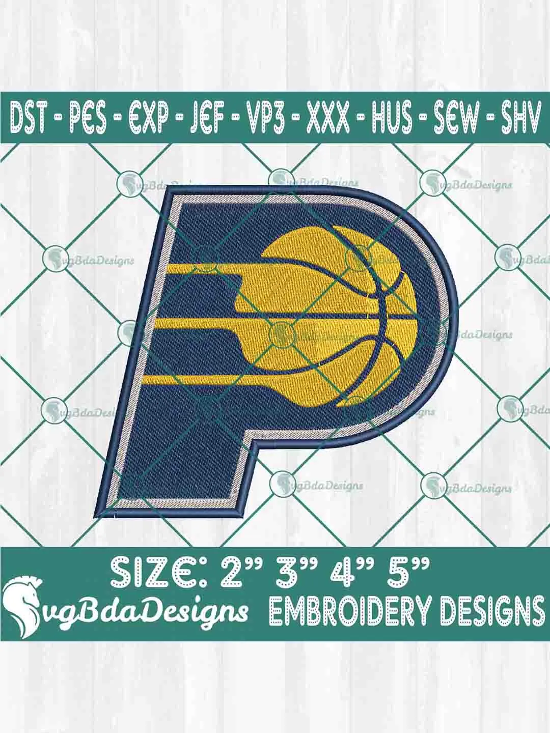 Indiana Pacers Machine Embroidery Design, NBA Embroidery Machine Designs
