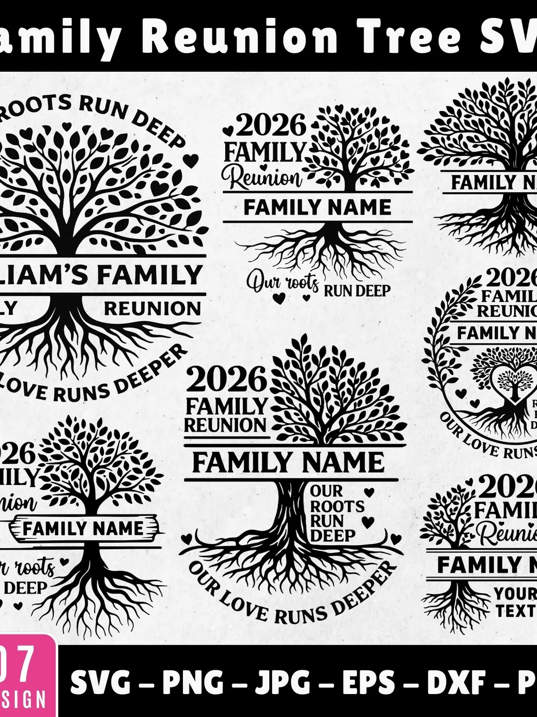 Family Reunion Tree 2026 SVG Bundle | Custom Family Name T-Shirt Design ...