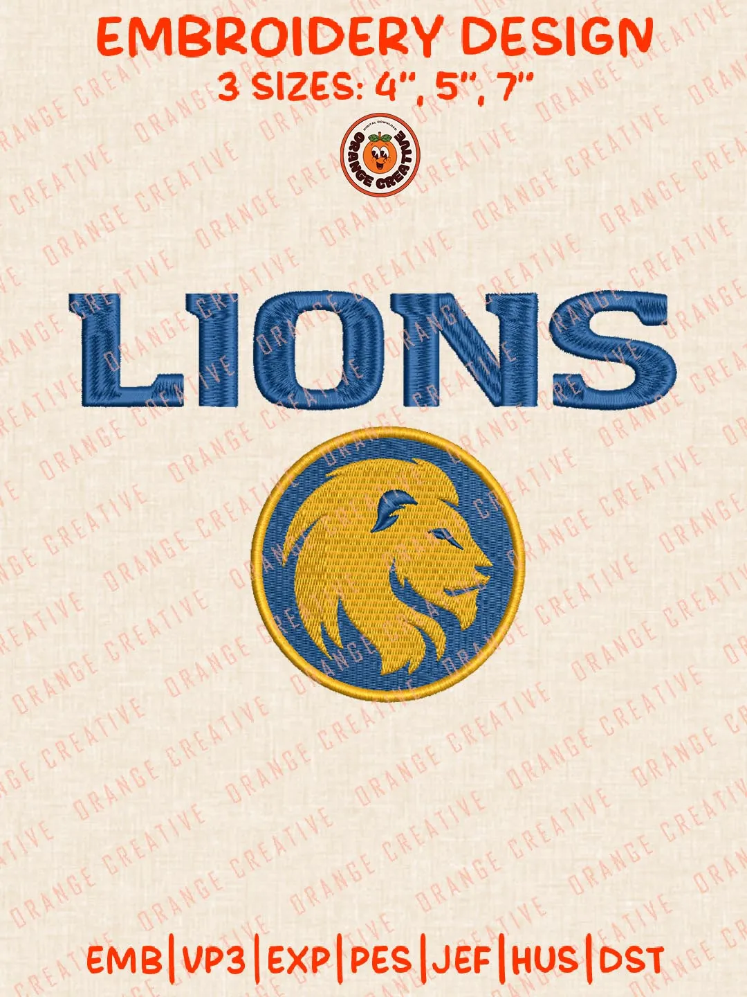 Texas AM Commerce Lions Logo Embroidery Design Files, NCAA Logos Embroidery Designs, NCAA Machine Embroidery Files, 3 Sizes, Custom Sizes, Instant Download