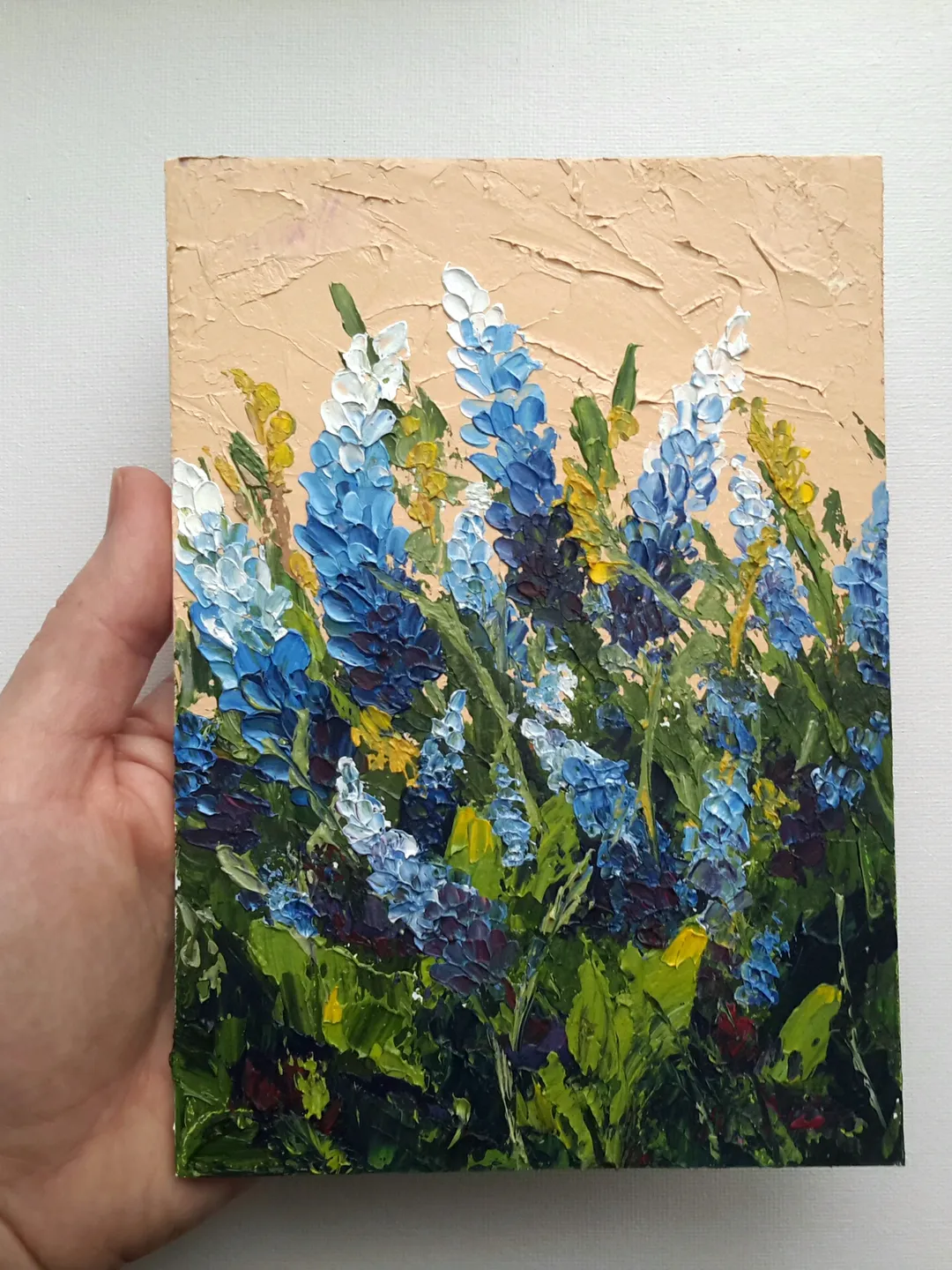 Blue Flowers Original Oil Painting Flowers Impasto Floral Artwork