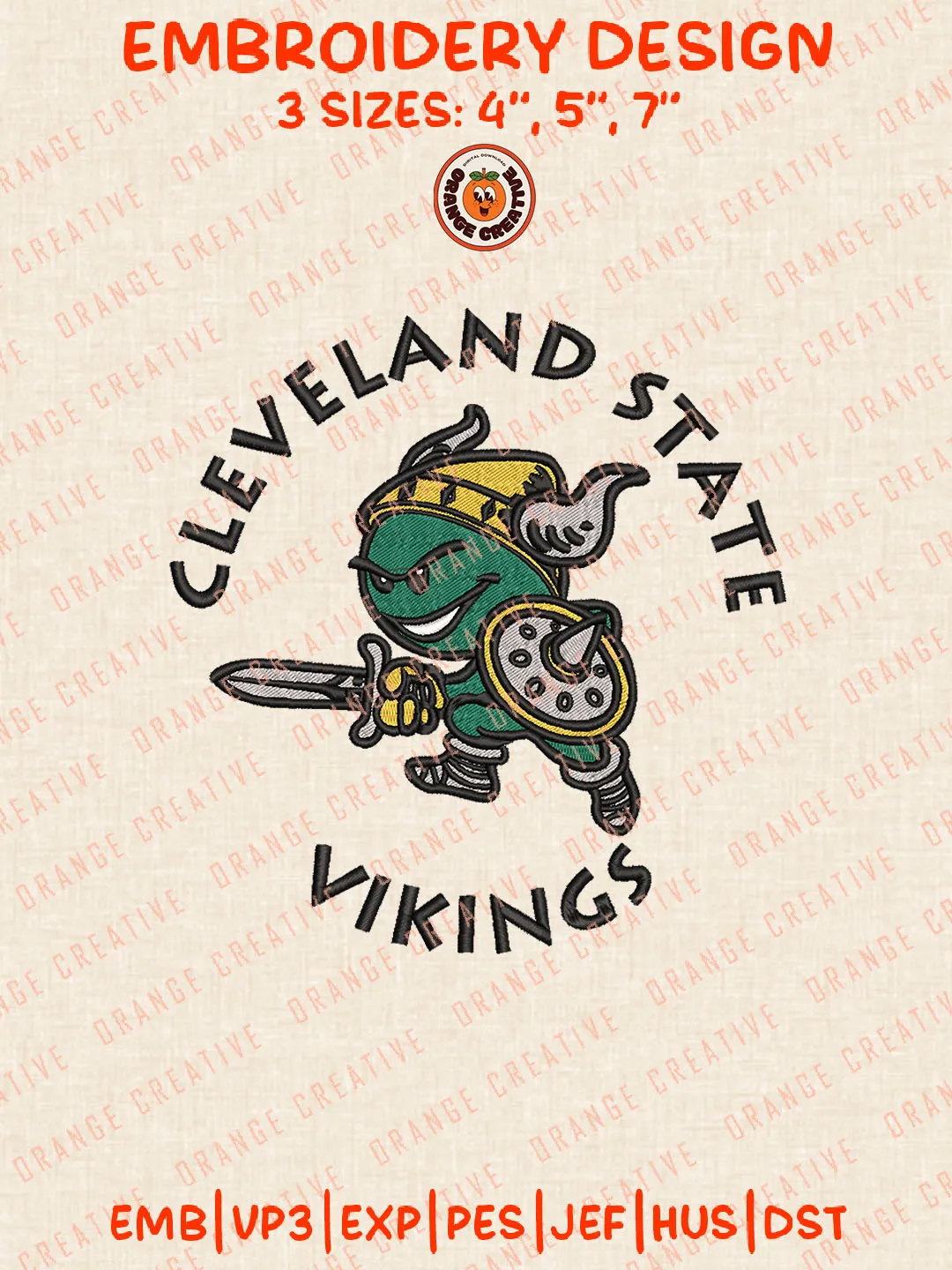 NCAA Cleveland State Vikings Logo Embroidery Files, NCAA Cleveland State Vikings Team Embroidery Designs, College Football Team Machine Embroidery Files, NCAA Cleveland State Vikings Machine Embroidery, Digital Download