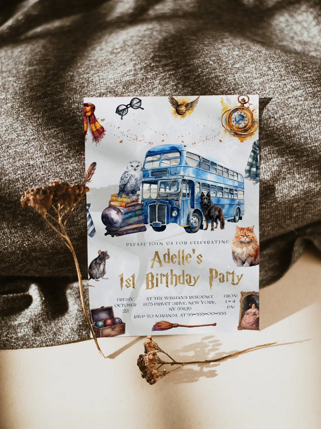 The Chosen One Invitation; Wizard Birthday Party; Magic School 1st Birthday Invitation Template; Editable Wizarding World Invitation;