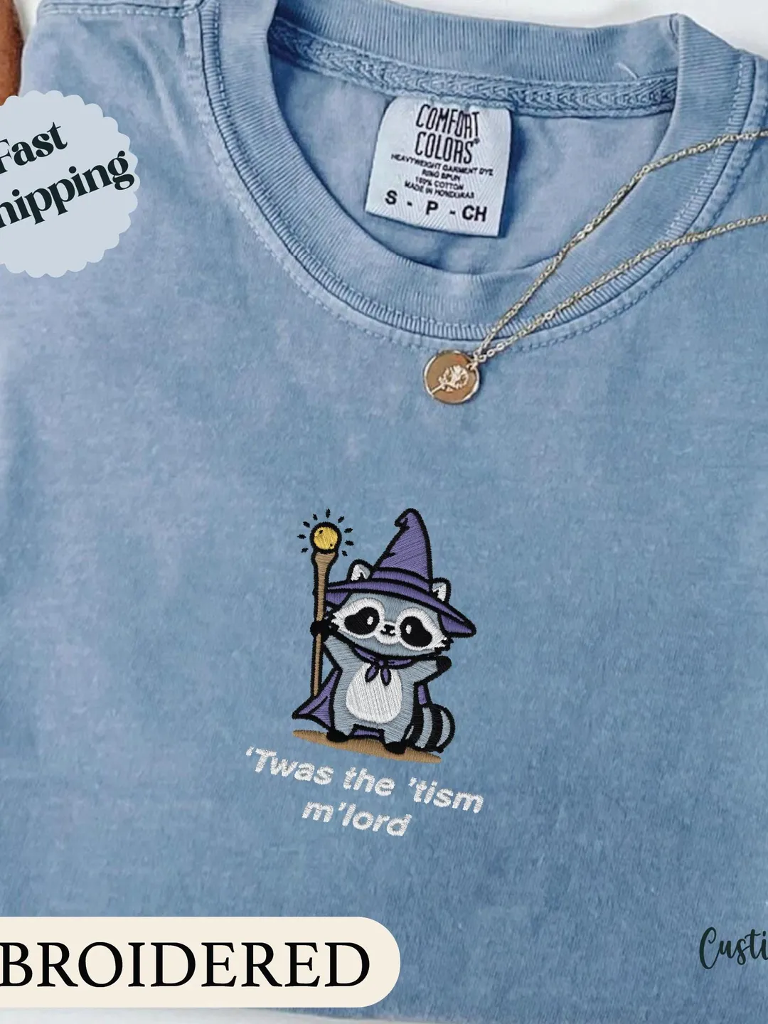 Twas The Tism Mlord Raccoon Comfort Colors Shirt, Embroidered  Shirt, Funny Autism Meme Graphic T Shirt, Sarcastic Humor Gift Tee
