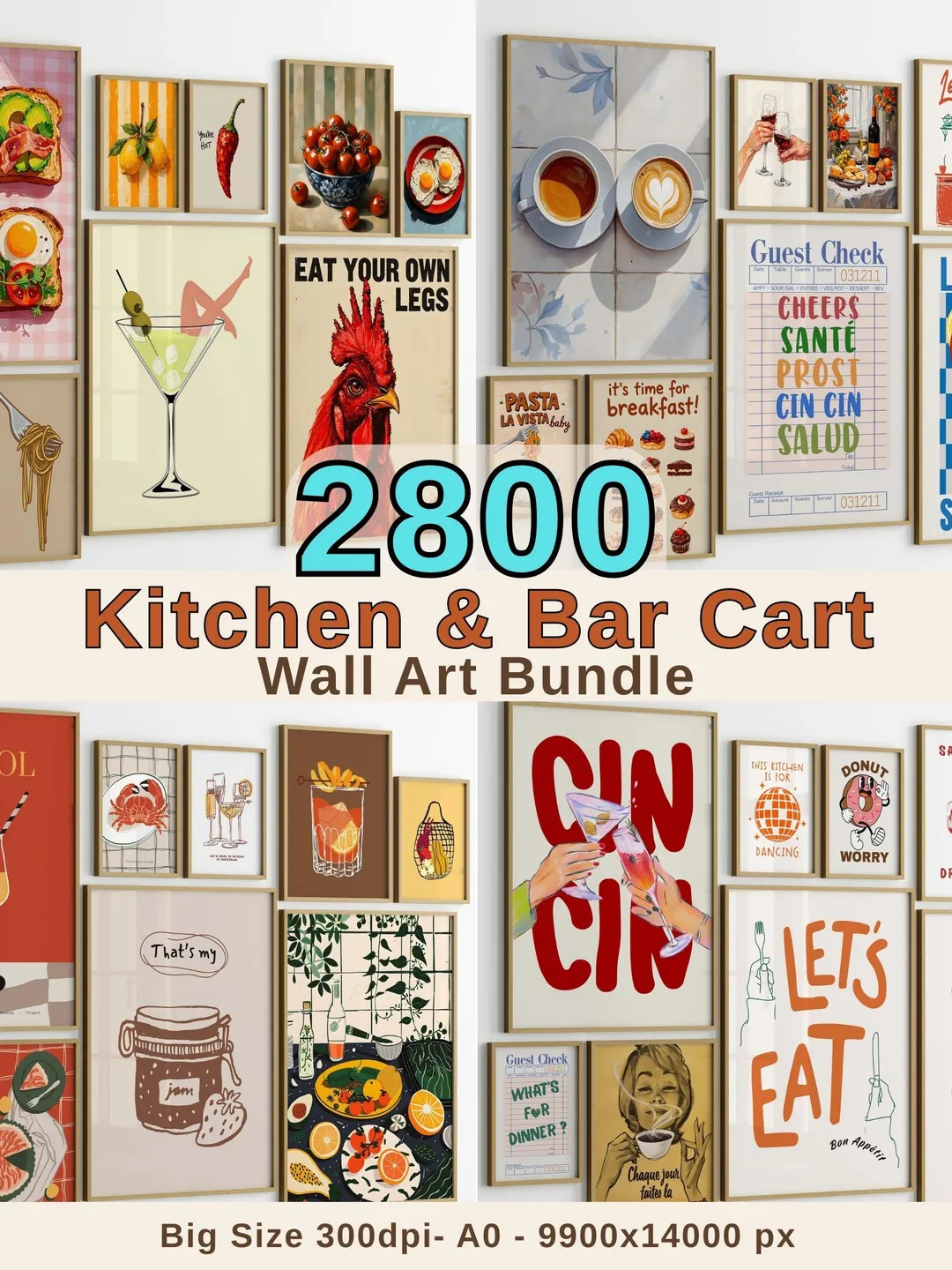 Caterease Kitchen Beo Prints Kitchen Print Set of 2800+ Prints Kitchen Wall Art Kitchen Poster ...
